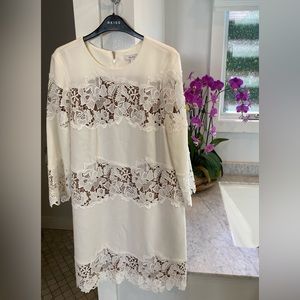 NWT Reiss Off White Lace overlay dress. Size L